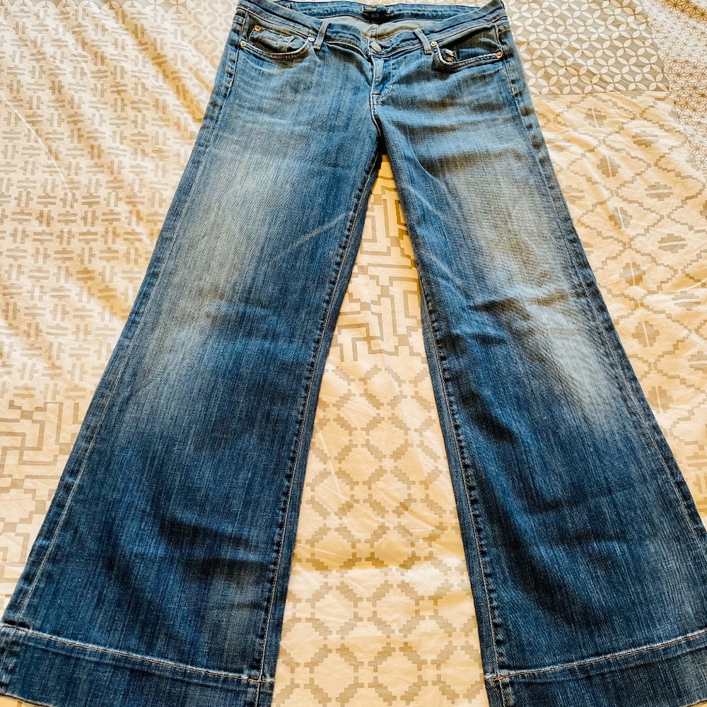 Fidelity Blue Belle Low Waist Superwide Flare Jeans 31/32 Made in USA